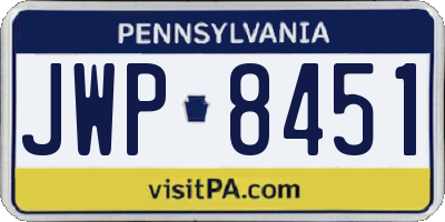 PA license plate JWP8451