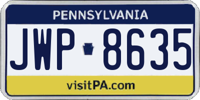 PA license plate JWP8635
