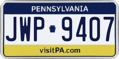 PA license plate JWP9407