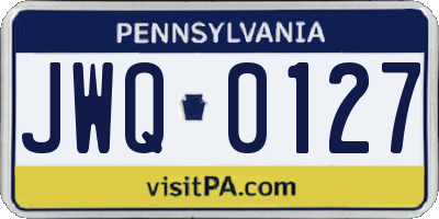 PA license plate JWQ0127