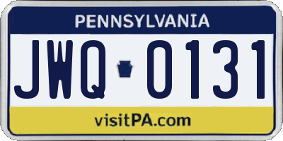 PA license plate JWQ0131