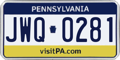 PA license plate JWQ0281