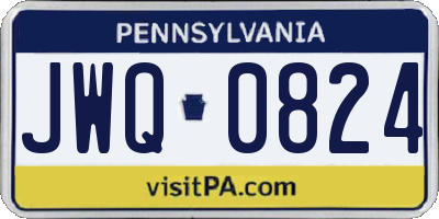 PA license plate JWQ0824