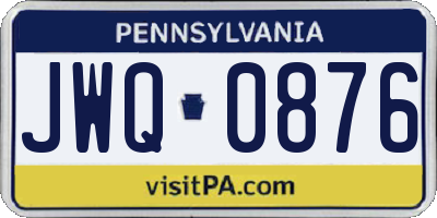 PA license plate JWQ0876
