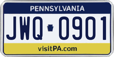 PA license plate JWQ0901