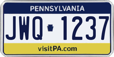 PA license plate JWQ1237