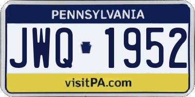 PA license plate JWQ1952