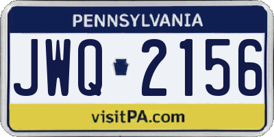PA license plate JWQ2156