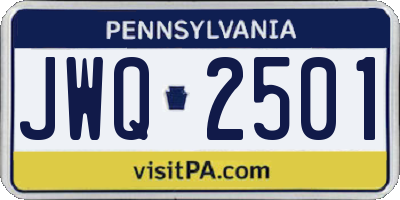 PA license plate JWQ2501