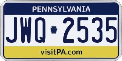 PA license plate JWQ2535