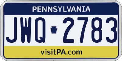 PA license plate JWQ2783
