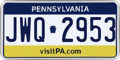 PA license plate JWQ2953