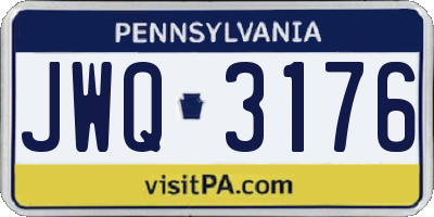 PA license plate JWQ3176