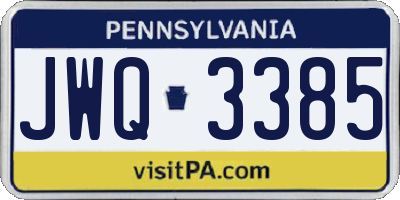 PA license plate JWQ3385