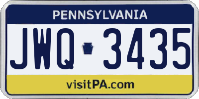 PA license plate JWQ3435