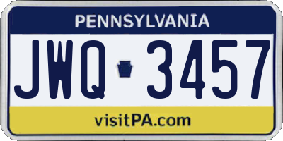 PA license plate JWQ3457