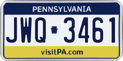 PA license plate JWQ3461