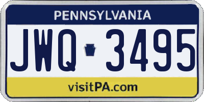 PA license plate JWQ3495