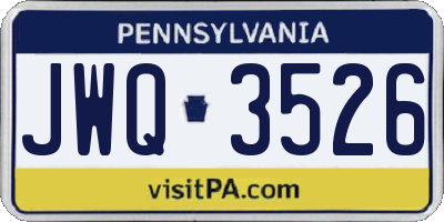 PA license plate JWQ3526