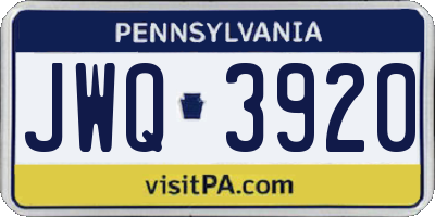 PA license plate JWQ3920