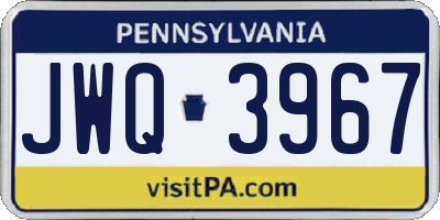 PA license plate JWQ3967