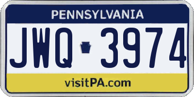 PA license plate JWQ3974