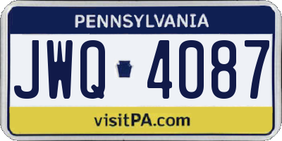 PA license plate JWQ4087
