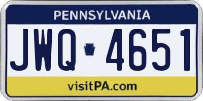 PA license plate JWQ4651