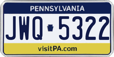 PA license plate JWQ5322