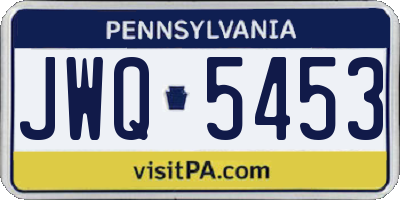 PA license plate JWQ5453
