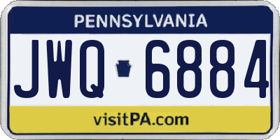 PA license plate JWQ6884