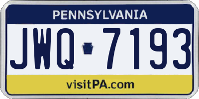 PA license plate JWQ7193