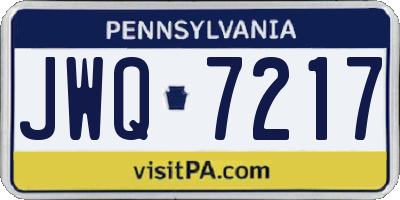 PA license plate JWQ7217