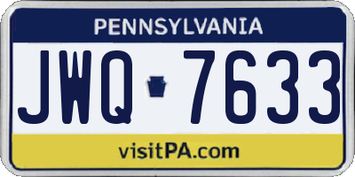 PA license plate JWQ7633