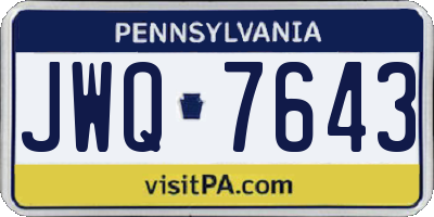 PA license plate JWQ7643