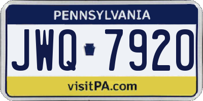 PA license plate JWQ7920