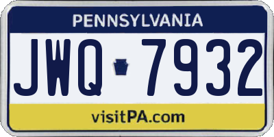 PA license plate JWQ7932