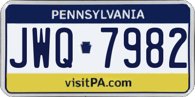 PA license plate JWQ7982