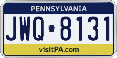 PA license plate JWQ8131