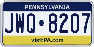 PA license plate JWQ8207