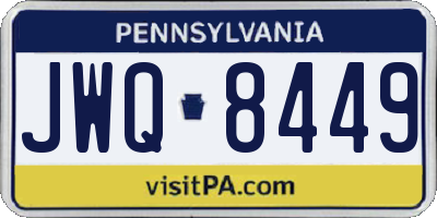 PA license plate JWQ8449