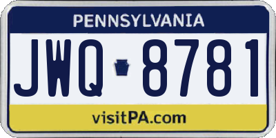 PA license plate JWQ8781