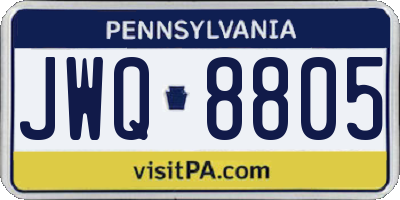PA license plate JWQ8805