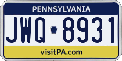 PA license plate JWQ8931