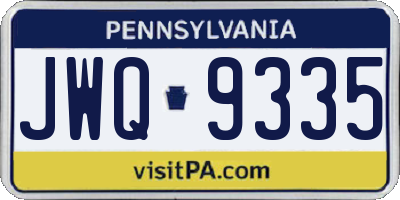 PA license plate JWQ9335