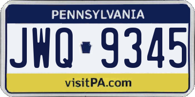 PA license plate JWQ9345