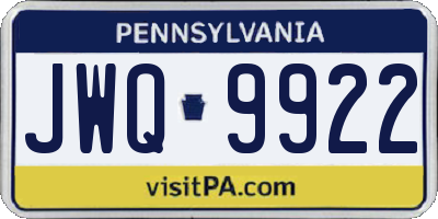 PA license plate JWQ9922