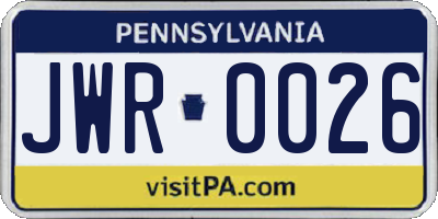 PA license plate JWR0026