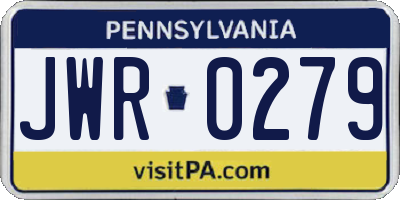 PA license plate JWR0279