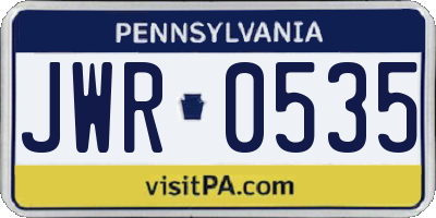 PA license plate JWR0535